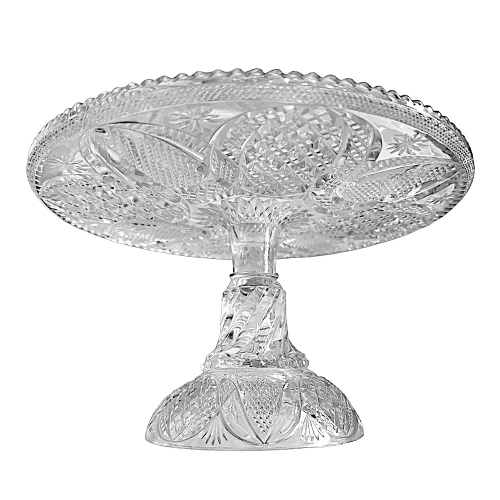 EAPG Vintage Clear Pressed Glass Cake Plate Stand Pedestal 9” Rare Collectible